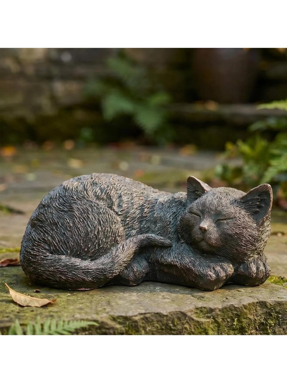 Charming Sleeping Cat Garden Statue - Resin Tabby Figurine for Outdoor Decor